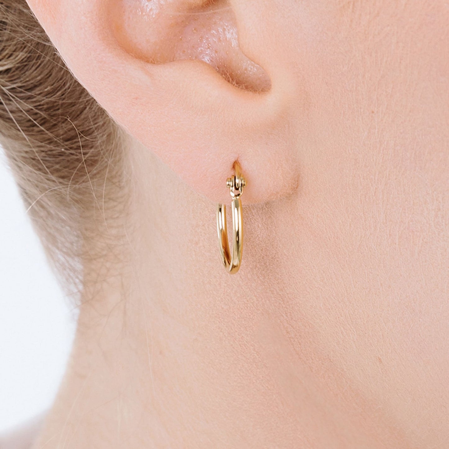 BOUCLES D'OREILLES CERCLÉES EN ACIER DE 13 MM DE DIAMÈTRE POUR FEMMES