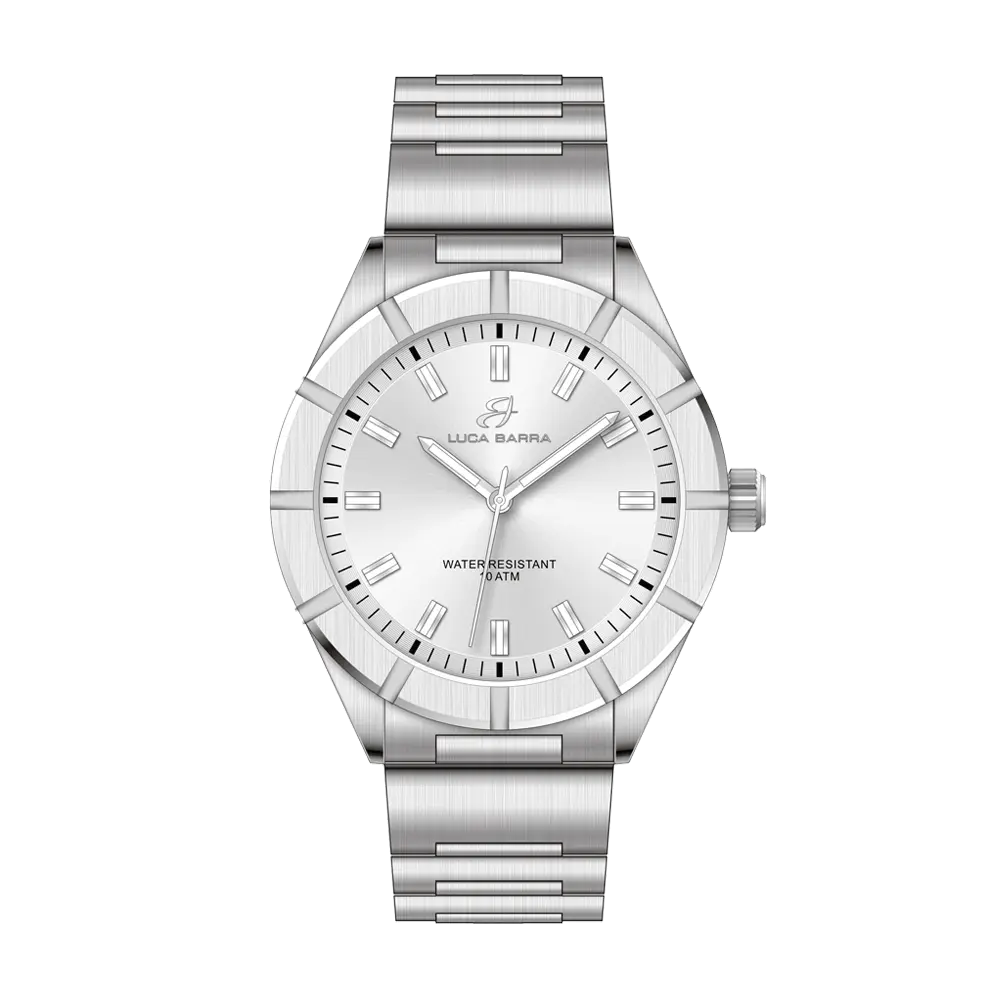 MONTRE D'HOMME EN ACIER INOXYDABLE QUADRANT BLANC Luca Barra