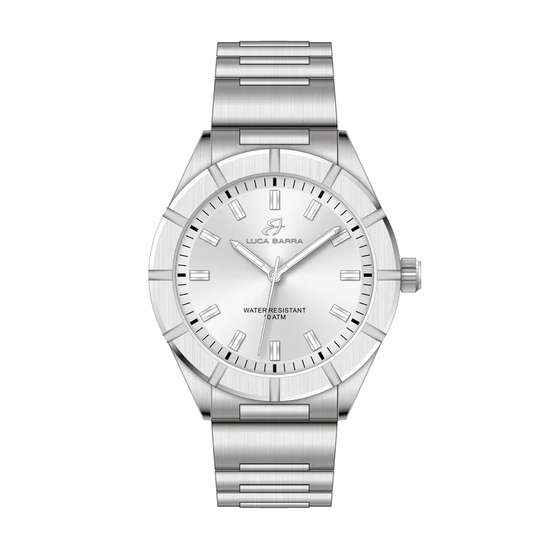 MONTRE D'HOMME EN ACIER INOXYDABLE QUADRANT BLANC Luca Barra