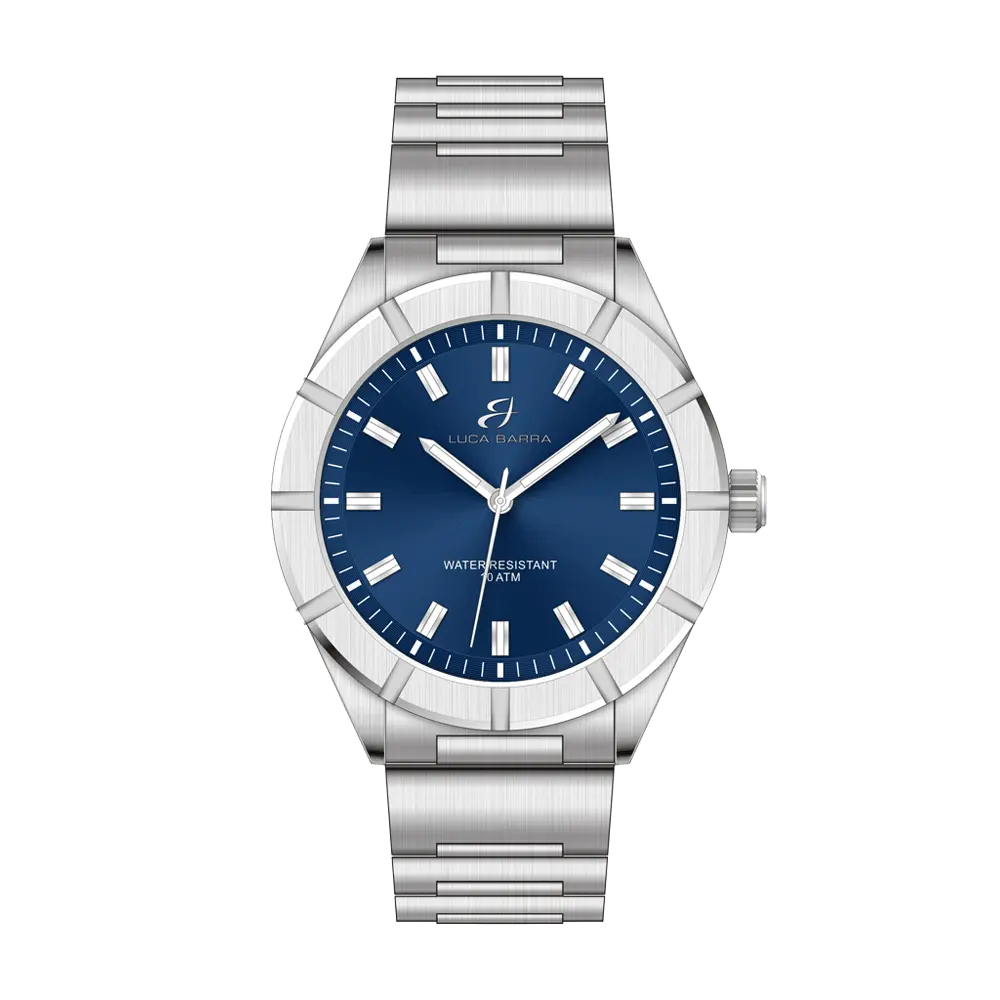 HORLOGE EN ACIER QUADRANT BLEU POUR HOMME Luca Barra