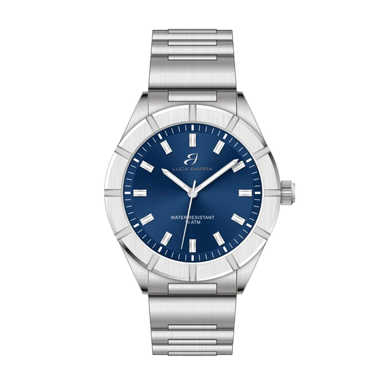 HORLOGE EN ACIER QUADRANT BLEU POUR HOMME Luca Barra